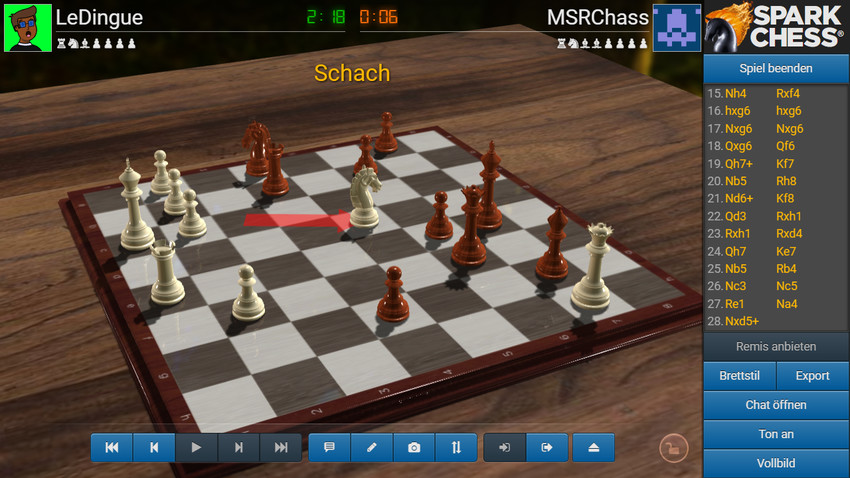 Online Schach am echten Brett