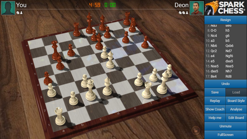 win against Boris in SparkChess 